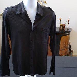 Black fitted stretch long sleeve shirt